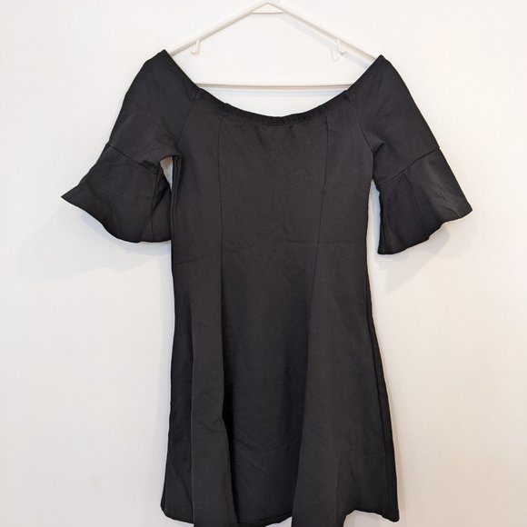 NWOT Vanity Room Black Dress Size M Medium Low Neckline Short Sleeve Mini - Picture 2 of 8